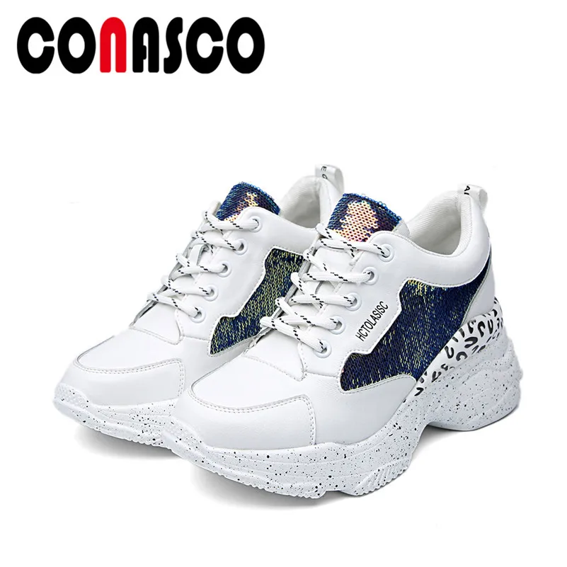 CONASCO/Новые модные весенне летние женские кроссовки из натуральной кожи со
