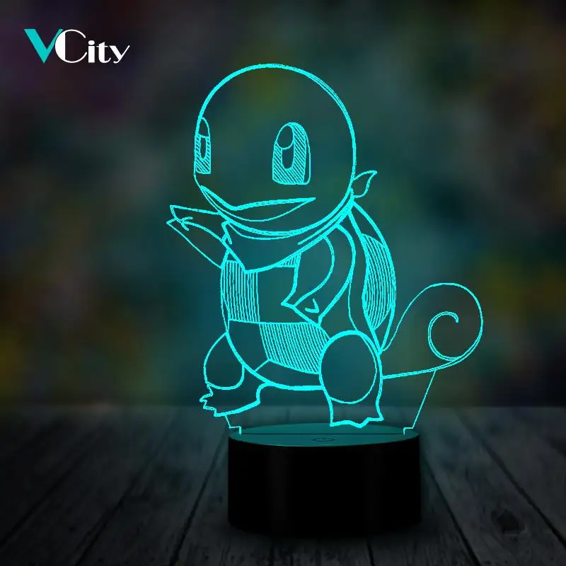 VCity 3D Ночной светильник светодиодный настольная лампа Сквиртл Zenigame с героями