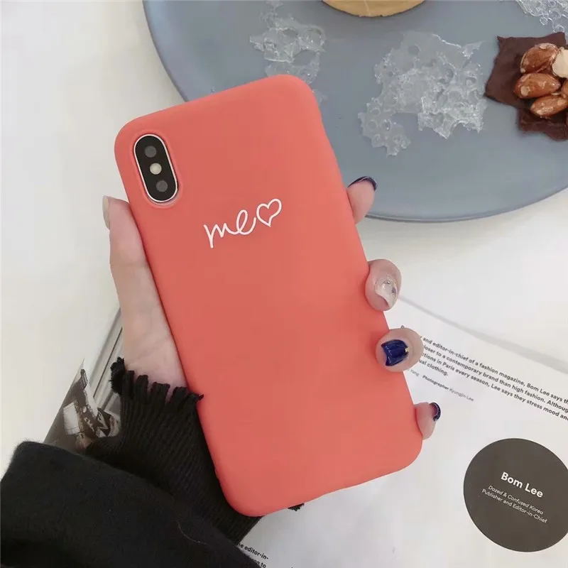 Green Orange Heart Letters Couple Cover Phone Cases For iPhone 8 7 6 6s Plus Soft Silicone Case X XS MAX XR Fundas |