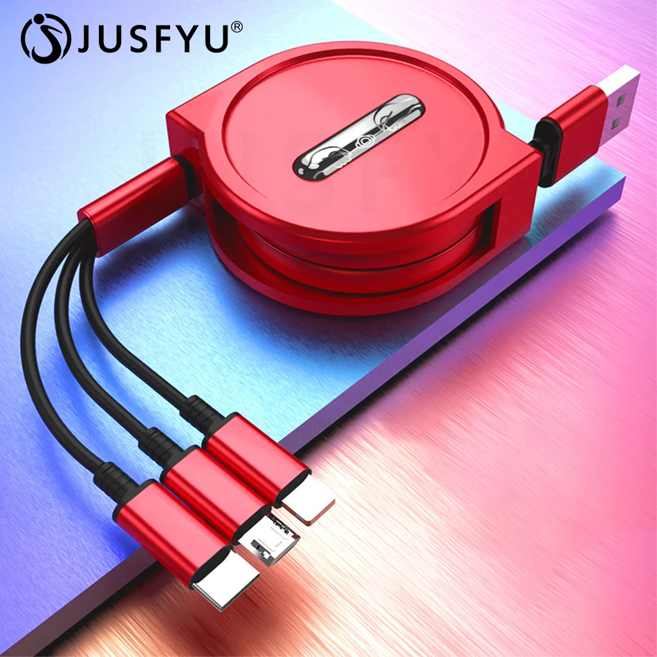 3 в 1 usb type C Micro USB кабель type-c для iPhone X XS MAX XR Телескопический зарядный кабель 120 см A Быстрая зарядка USB C кабель