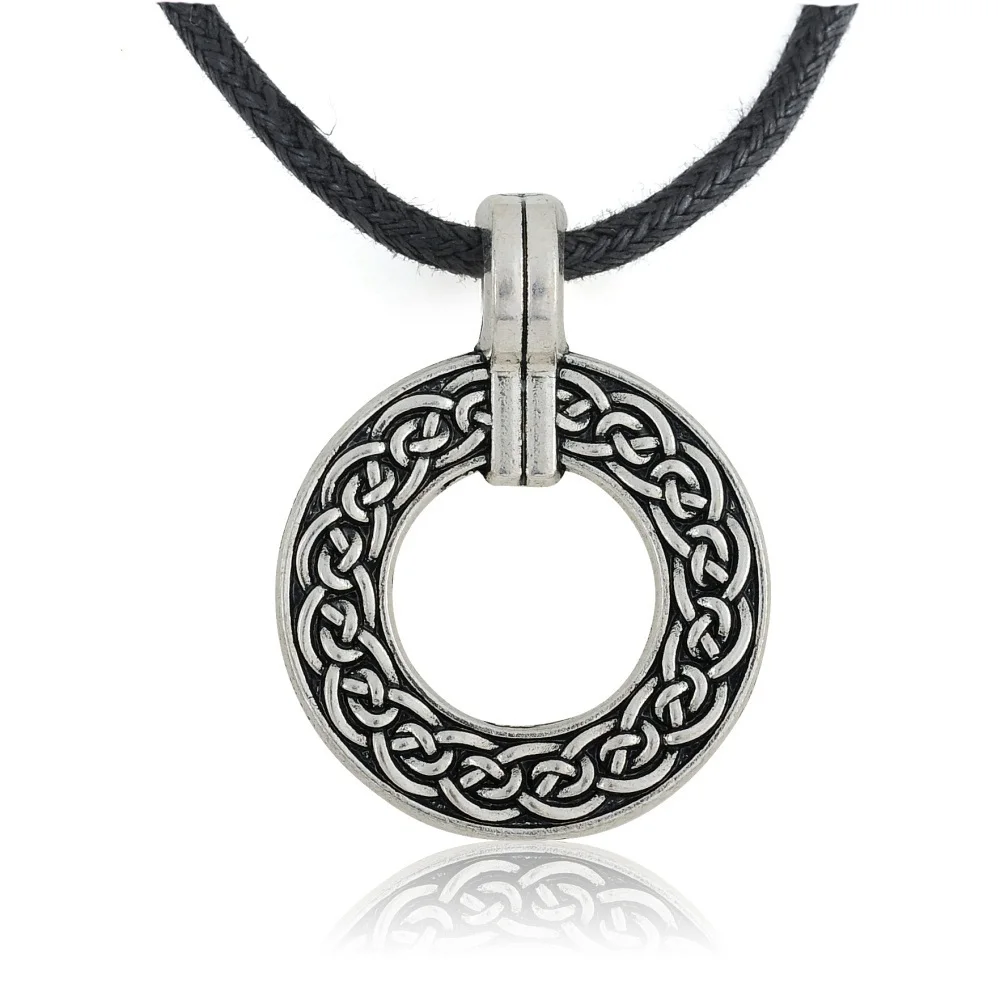 10PCS Round Charm Pendant Necklace Adjustable Length Wax Cord Chain Wicca Knot Big Circle Hoop Simple Punk | Украшения и