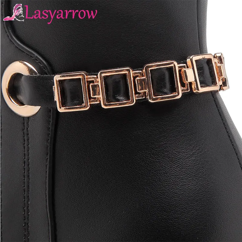 

Lasyarrow Fashion Ladies Footwear High Heels Round Toe Platform Boots Shoes Woman Black Red Party Wedding Botas Femininos F361