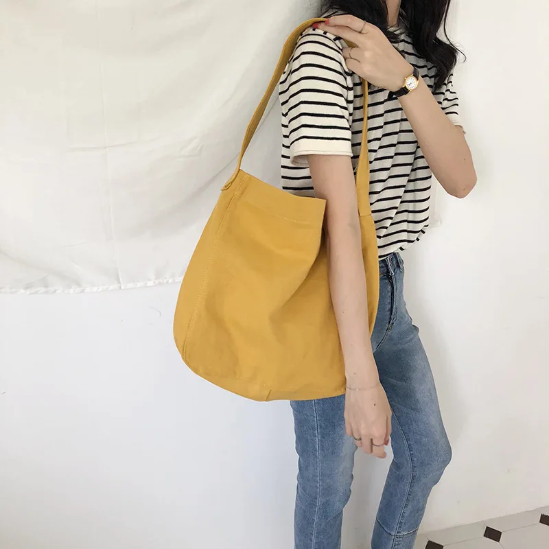 

YILE Single Strap Cotton Canvas Eco Shopping Tote 6 Colors to Choose from YX33