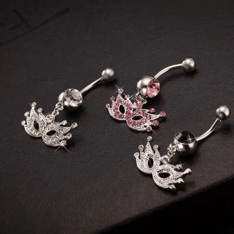Унисекс ювелирное изделие для тела Висячие пупка пирсинг Маскарадная маска