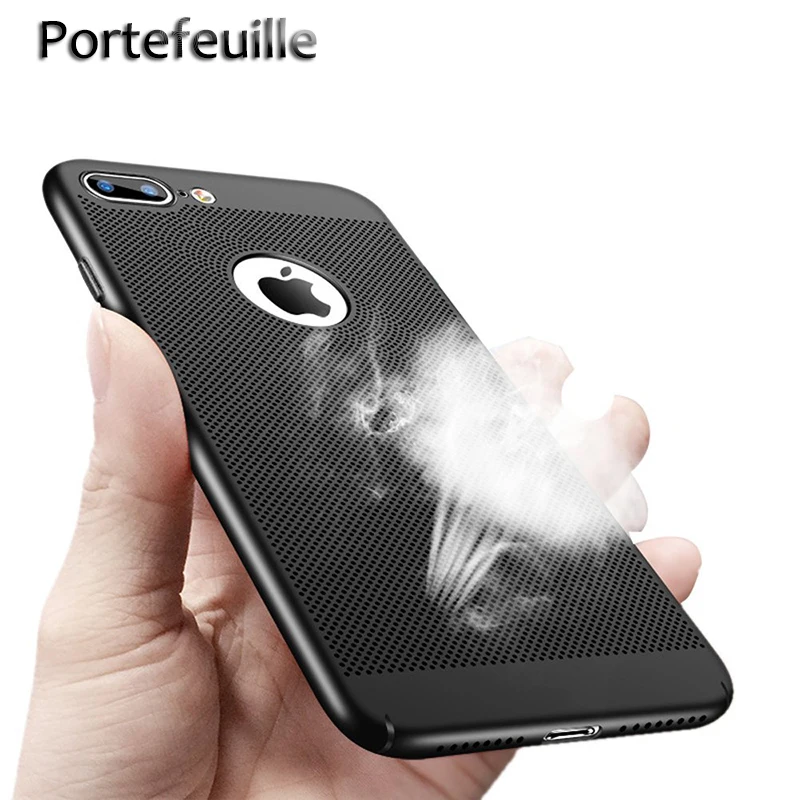 Portefeuille чехол для iPhone 7 Plus дышащий теплоотвод Сетка Жесткий Чехол телефона iphone 8X6 6 S