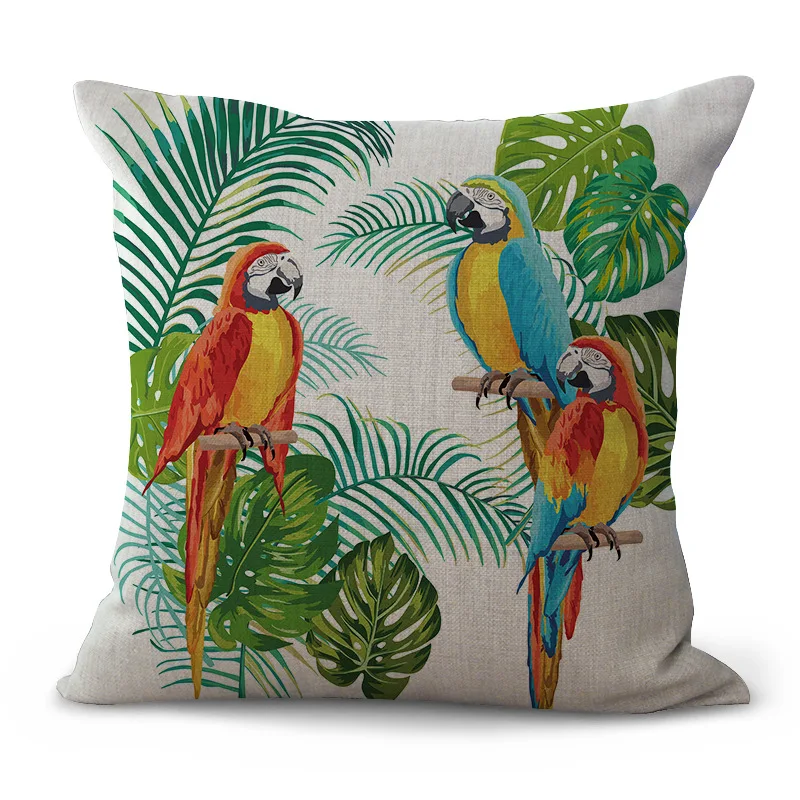 Модный новый индивидуальный дизайн наволочка с рисунком попугая из хлопка и льна