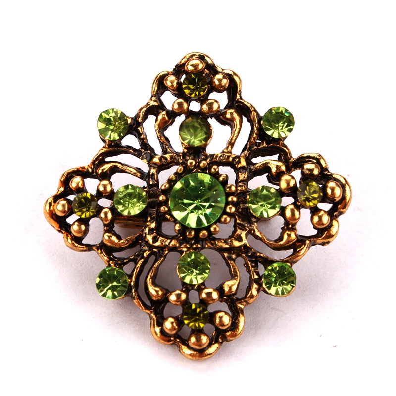 Античное золото цвет покрытием Цвет Кристалл Стразы Bijoux маленькая и Милая брошь нагрудные булавки