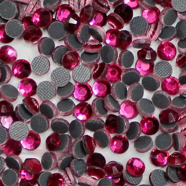 Розовые круглые хрустальные стразы с горячей фиксацией для модного украшения
