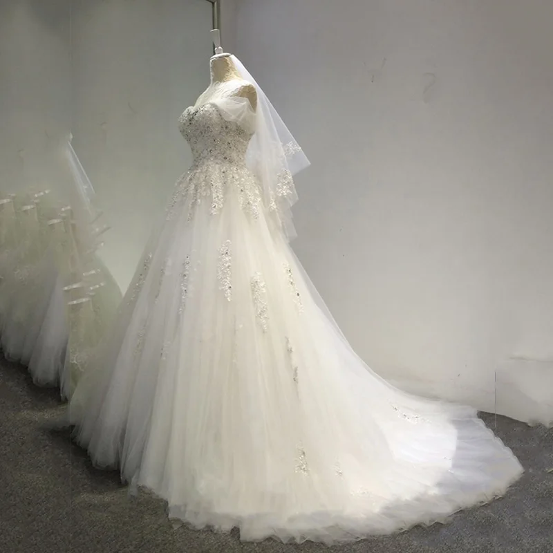 2019 New Handmade Pregnant Women Wedding Dress Sexy Boat Neck Short Sleeve Plus Size Luxury Bridal Gown Robe De Mariee L | Свадьбы и