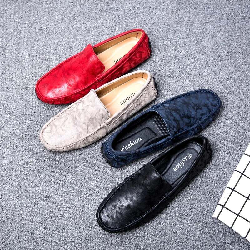 

Mocassin Homme Men Casual Shoes Fashion Suede Leather Men Loafers Moccasins Slip On Shoes Men's Flats Male Driving Shoes Blue