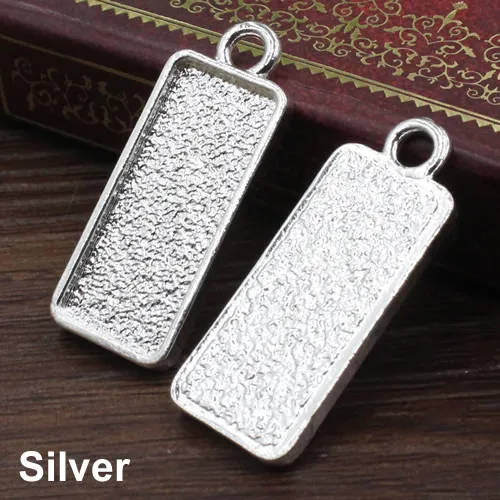 Silver Подходит 10*25 мм Прямоугольник античное серебро/бронза Серебряное Стекло/Рамка для кабошона ободок настройки, кулон лоток пустой 10 шт./лот(K05423 - Цвет: Silver