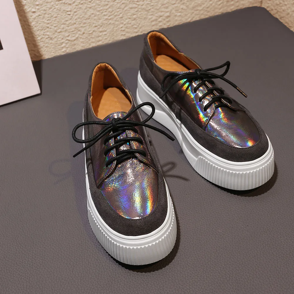 LEEPO/туфли на плоской платформе женские туфли подошве с круглым носком и