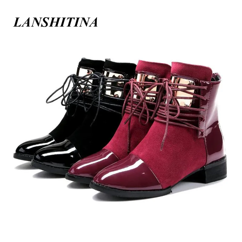 Women Boots Winter Genuine Leather Ankle Lace-up Short Ladies Casual Booties Martin Boot Plus Size 35-43 | Обувь