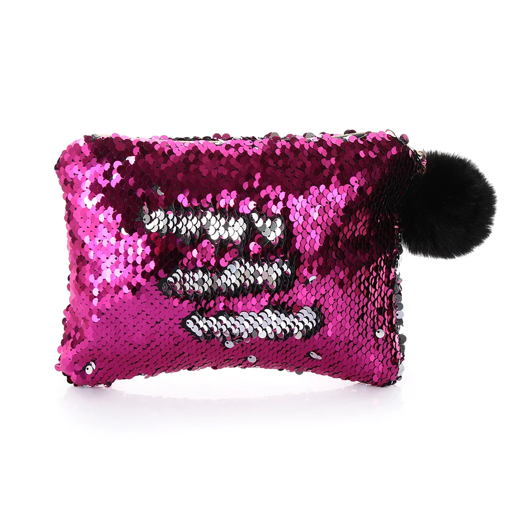Для женщин кошелек sequines карманная косметичка для обувь девочек косметичка Travel Organizer милые плюшевые мяч на молнии