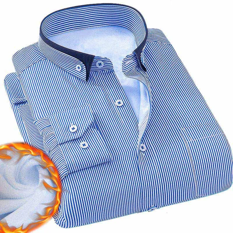 M3-709 MFERLIER, мужские рубашки, 5XL, 6XL, 7XL, 8XL, обхват груди 136 см, зима, осень, большой размер, длинный рукав, сохраняющий тепло, плюс размер, повседневные рубашки для мужчин - Цвет: M3-709