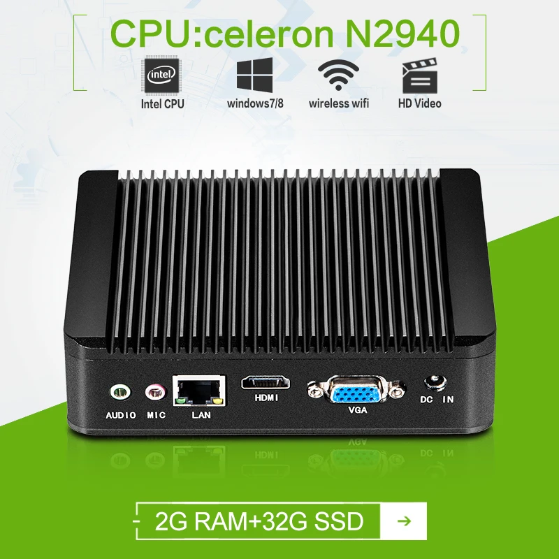 HDMI + VGA поддержка HD видео и коммерческий для мини ПК настольный N2940