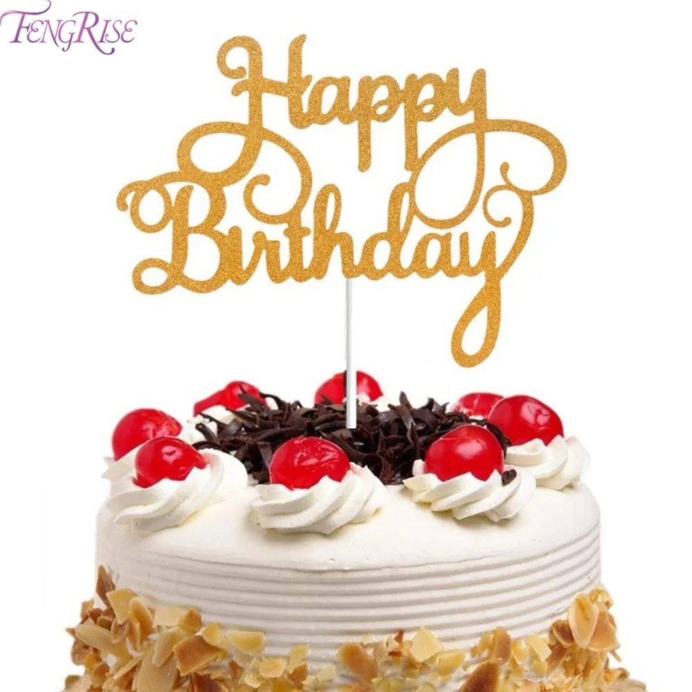 FENGRISE 15 шт. блеск Топпер для торта С Днем Рождения дня рождения праздничное