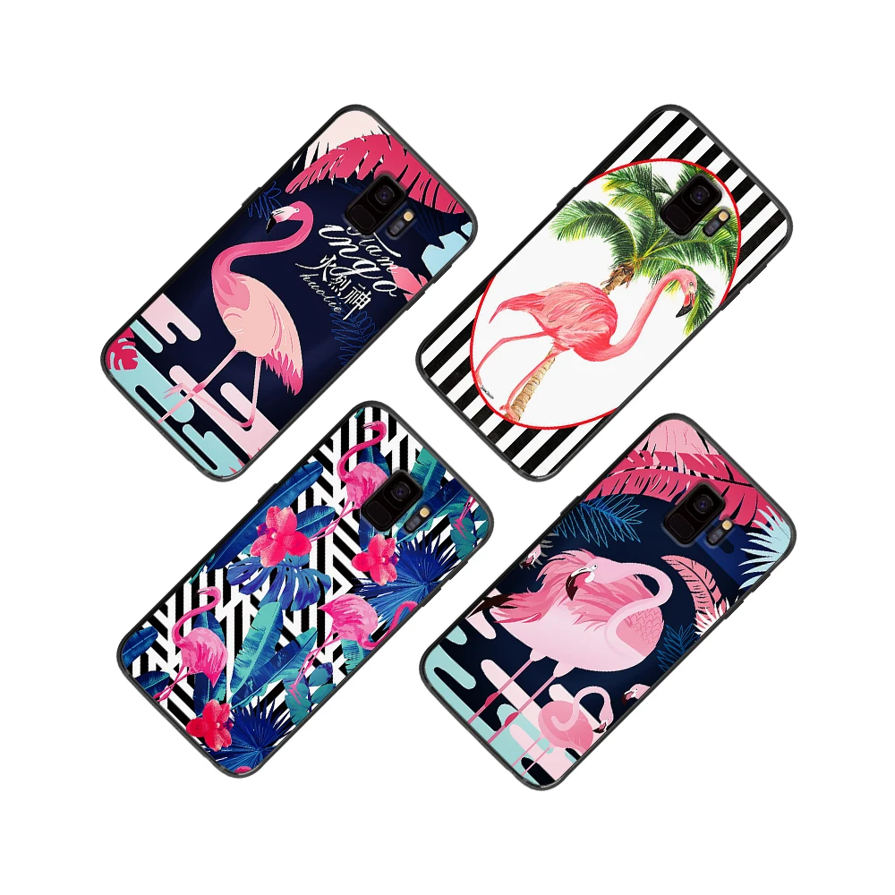 Розовый сексуальный мягкий чехол для телефона с фламинго Samsung Galaxy S6 S7 S8 S9 S10e Plus Note 8