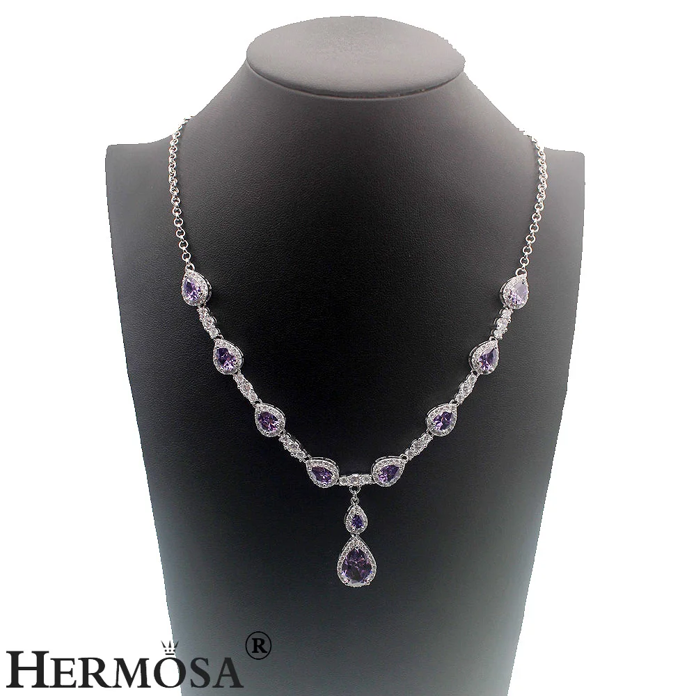 Wedding Jewelry Super Girls Choker 925 Sterling Silver Pendant Necklace 18'' Shiny Garnet Necklaces For Women Romantic Party Hot |