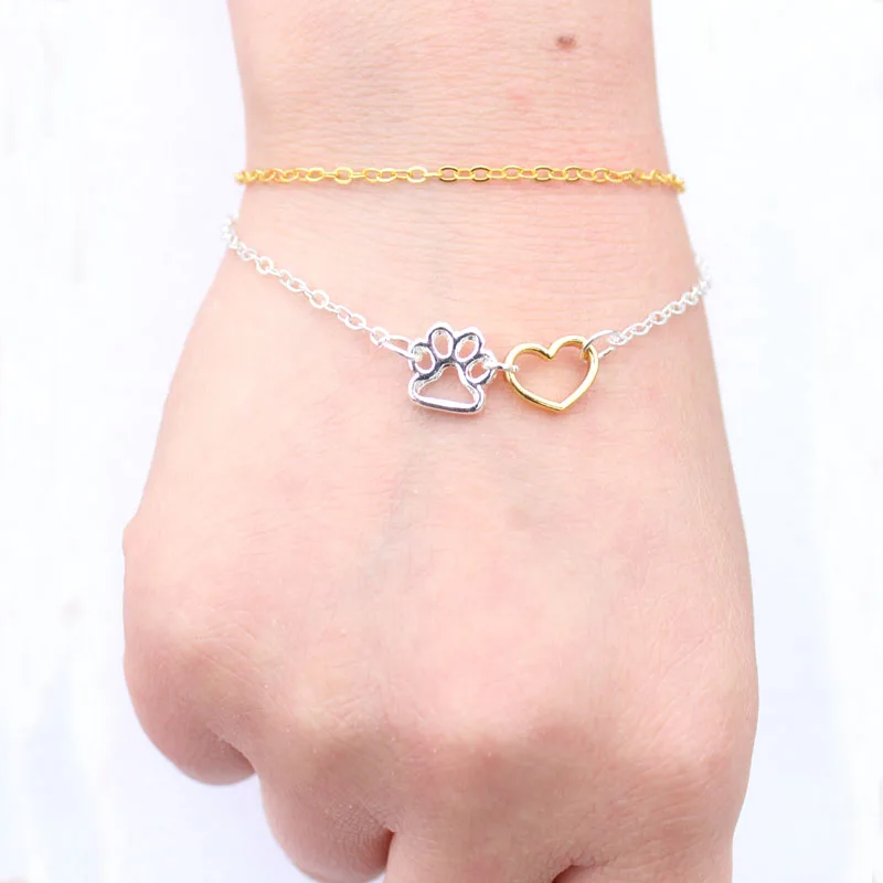 Hzew браслеты с двойной цепочкой в виде лапы Винтажные Ювелирные изделия кошки и