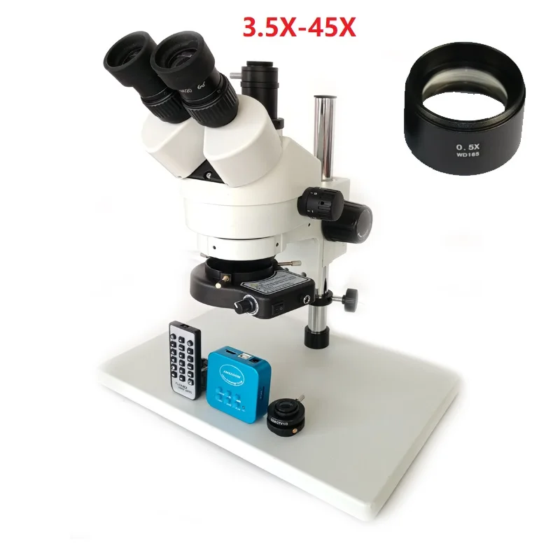 144 LED свет профессиональный Тринокулярный Стерео зум микроскоп 3.5X 90X 21MP HDMI USB
