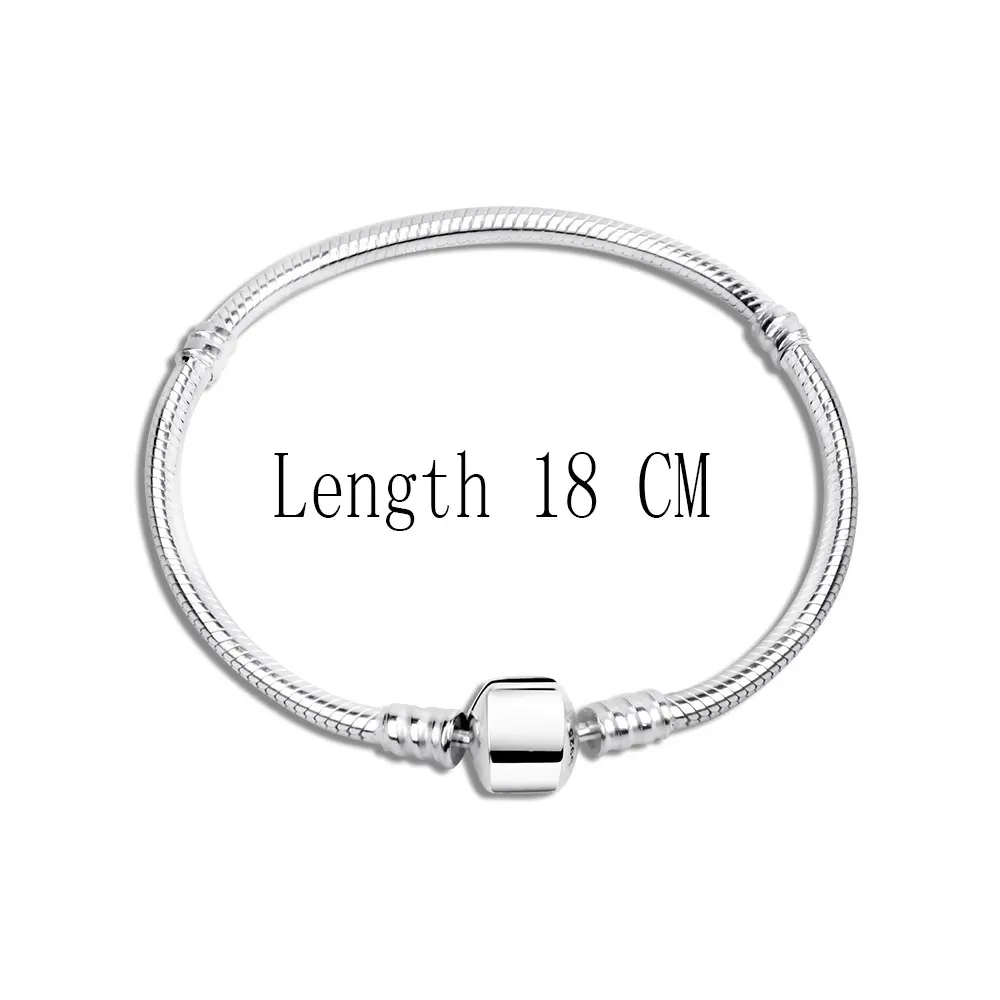 18CM 925 пробы, серебряный браслет, подходит для самостоятельной сборки, подвеска из бисера, цепочка в виде змеи для женщин, ювелирные изделия, подарок S925, без логотипа бренда Berloque - Окраска металла: 18CM