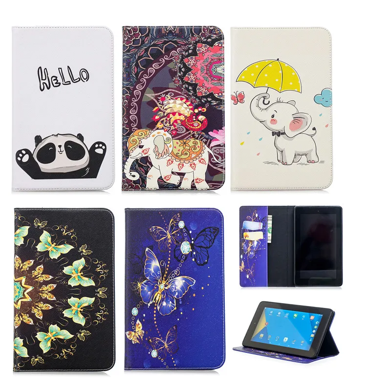 Новый мультфильм тонкая Tablet Case для Amazon Kindle Fire 7 2017 искусственная кожа Стенд чехол