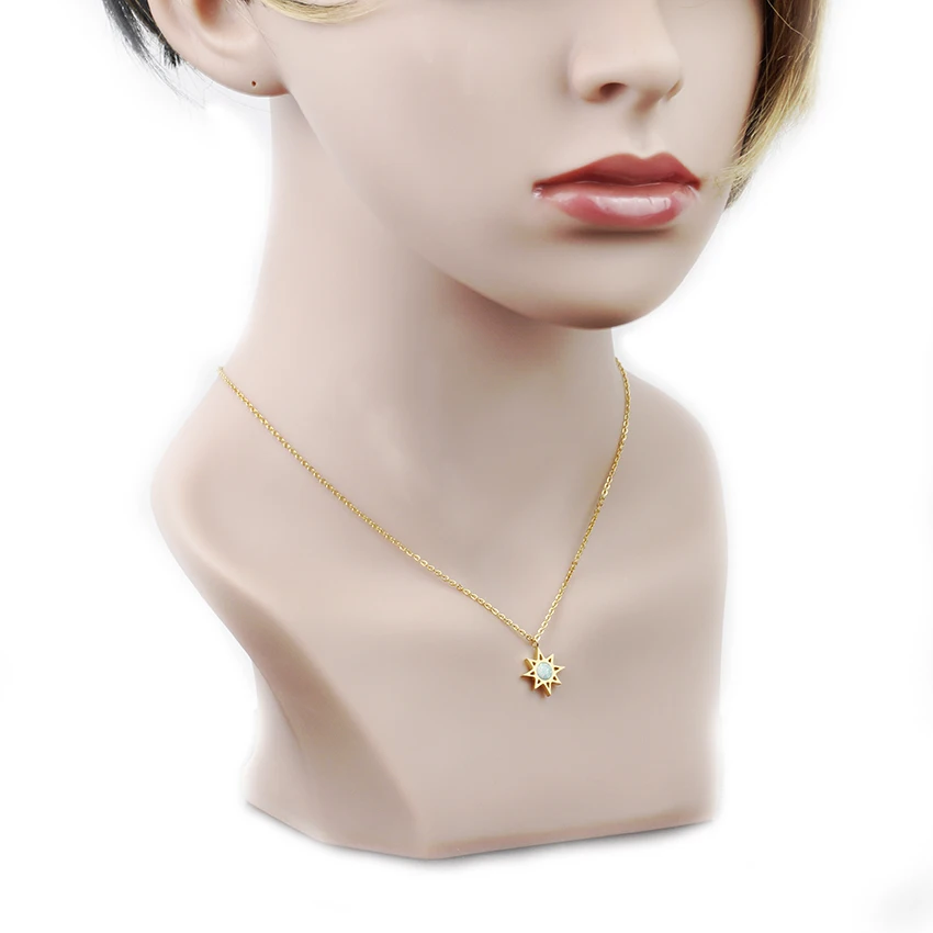 Ожерелье North Star с голубым опалом женское колье из нержавеющей стали 2017 хороший