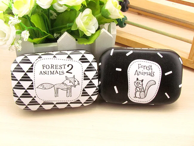 Forest Animals Cosmetic Contact lens case with mirror colored contact cute Lovely Travel box Eyewear Accessories | Аксессуары для