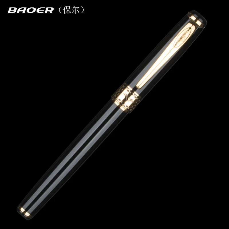 Шариковая ручка Baoer 68 высокого качества черная серебристая с наконечниками 0 5 мм