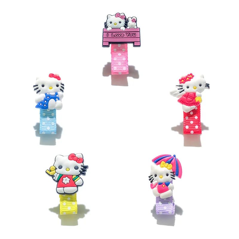 5 шт./партия hello kitty для волос, для маленькой девочки аксессуары и клипсы для волос с тканью снаружи Когти для волос защитные детские маленькие вечерние подарки