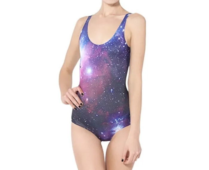 S до 4xL Galaxy Фиолетовый женский купальник цельный 3D печать одежда для плавания боди костюмы 3 узора