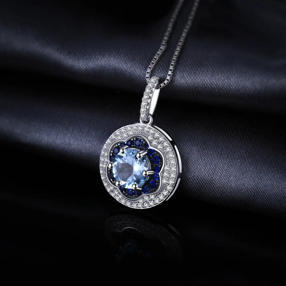 Jewelrypalace цветок 1.6ct голубой топаз создан синий шпинель кластера кулоны 925 Стерлинг