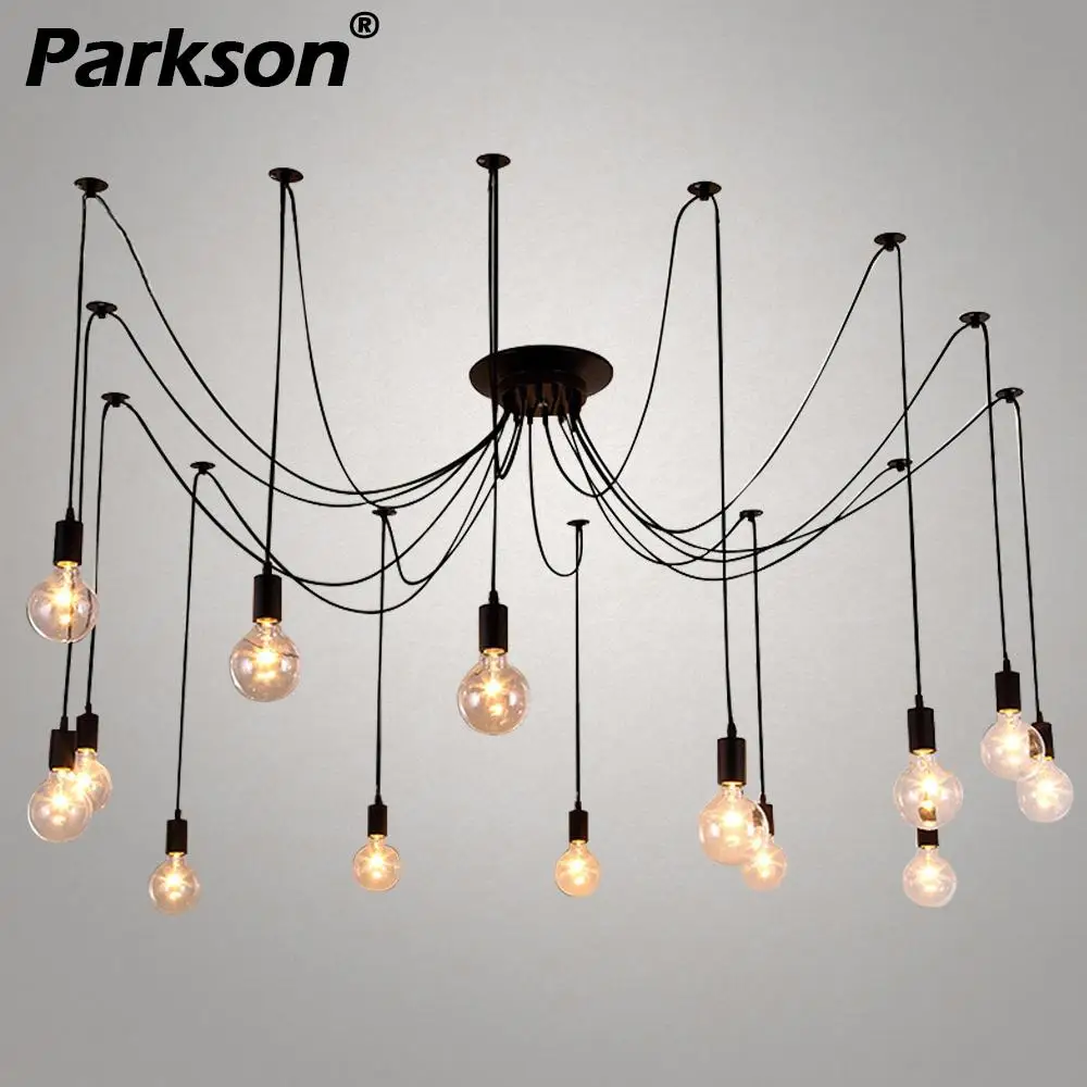 

E27 Retro Edison Bulb Pendant Lights Vintage Loft Antique Hanging Pendant Lamp Spider Diy Ceiling Suspension Mordern Nordic