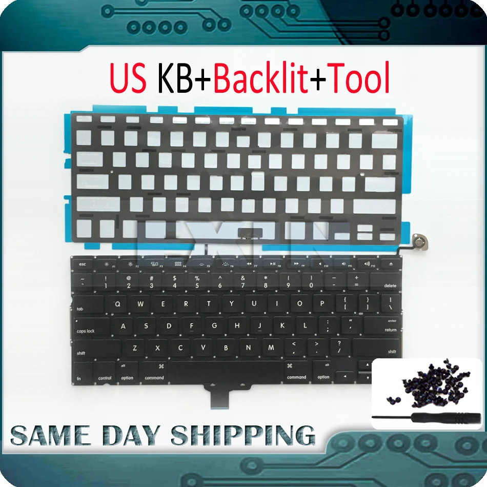 Клавиатура A1278 для Macbook Pro 13 дюймов английская американская подсветка винты 2009 2010