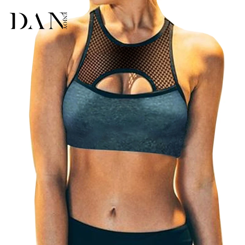 Danenjoy Йога бюстгальтер Для женщин Фитнес пикантные сетчатые выдалбливают Спорт