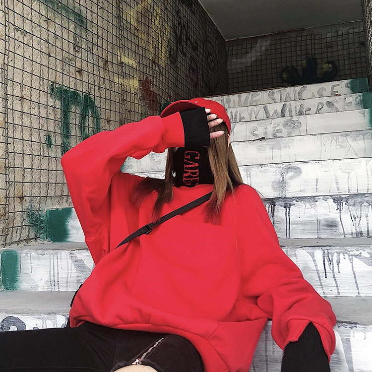 Autumn Winter Korean Women's Clothing Runaway Harajuku Oversize Hoodies High Collar Long Sleeve Loose Top Sweatshirt Pullover