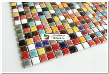 1BOX(11sheets) colorful kitchen tiles Glass mosaic tiles iridescent bathroom porcelain tiles sheet kitchen backsplash art deco