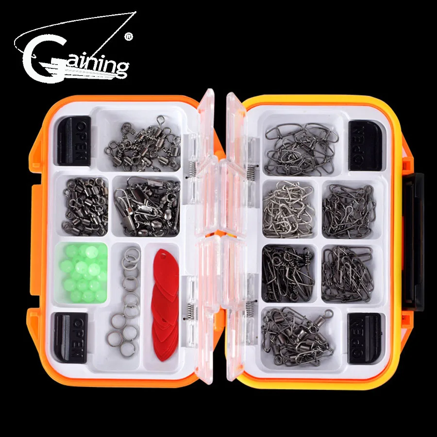 191pcs/box Fishing Accessories Kit Including Swivels Snaps Sinker Slides Luminous Beads with 12 Compartments Tackle Box - купить по