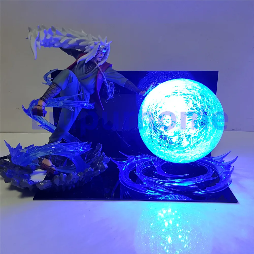 Наруто фигурку Jiraiya Rasengan Led сцена модель игрушки Аниме Shippuden figuras coleccion США ЕС вилка