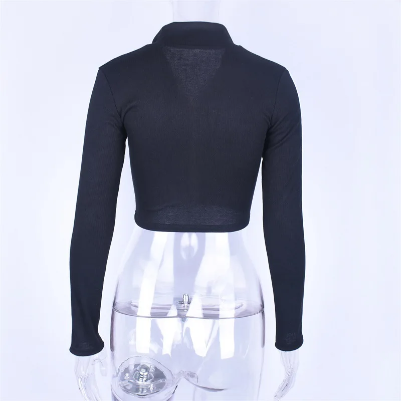 Модные весенние обрезанный свитер новинки для женщин Твердые Zip Up Кардиган
