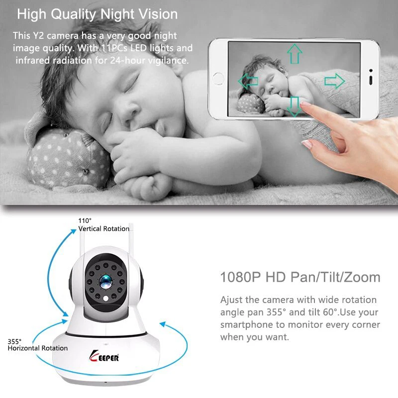 Keeper HD IP камера WiFi беспроводная домашняя безопасности наблюдения 1080P 2MP Детский