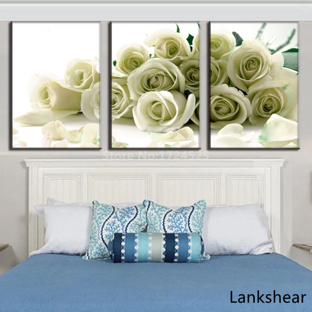 Комплект из 3 предметов Печать на холсте цветочные мотивы Современная живопись