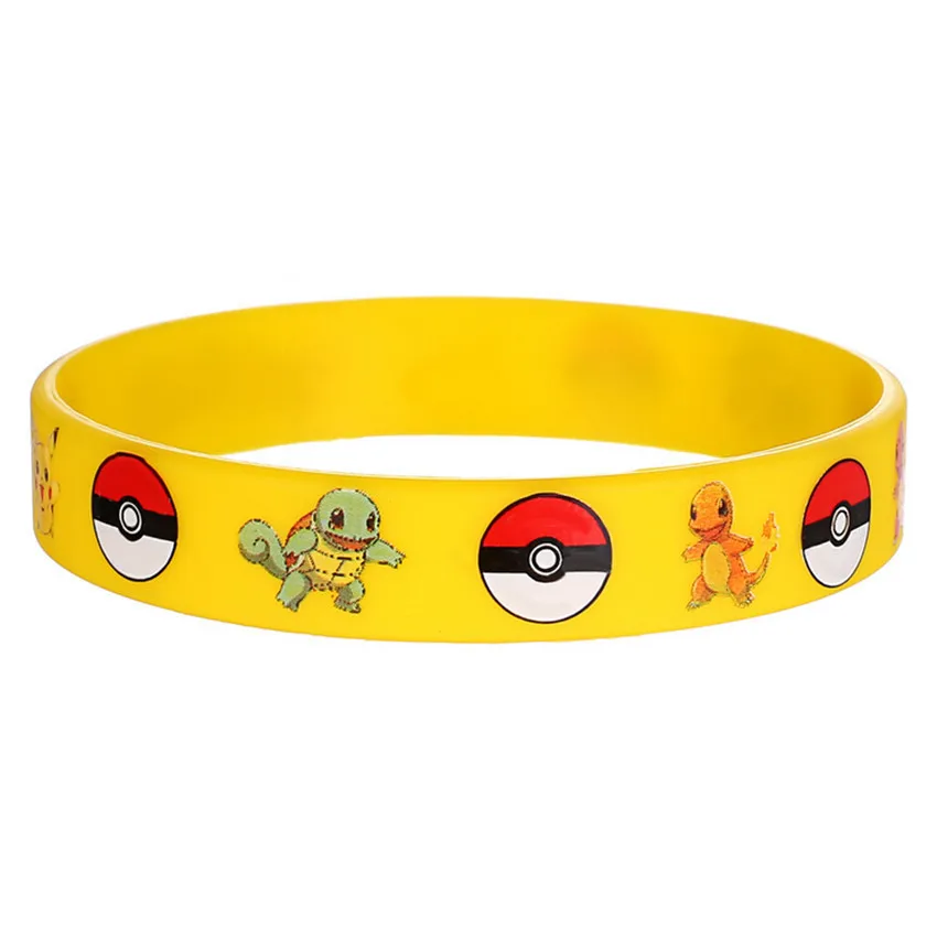 16 шт./лот, очаровательный игровой браслет, браслет Pokemon GO, силиконовые браслеты для мужчин и детей, черные резиновые браслеты для женщин, сувенирный подарок