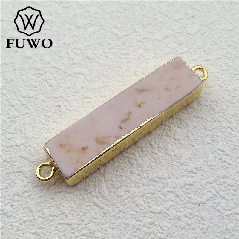 

Оптовые поставки, натуральные Подвески Howlite для изготовления ювелирных изделий, прямоугольные, двойные, Datolite коннекторы PD008