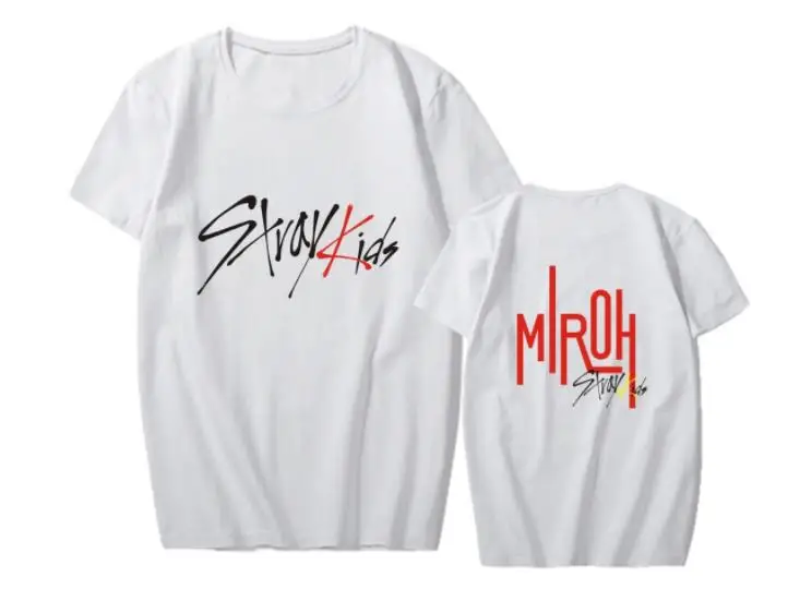 Summer style straykids miroh album same printing o neck short sleeve t shirt kpop unisex loose t-shirt k-pop top tees | Женская одежда