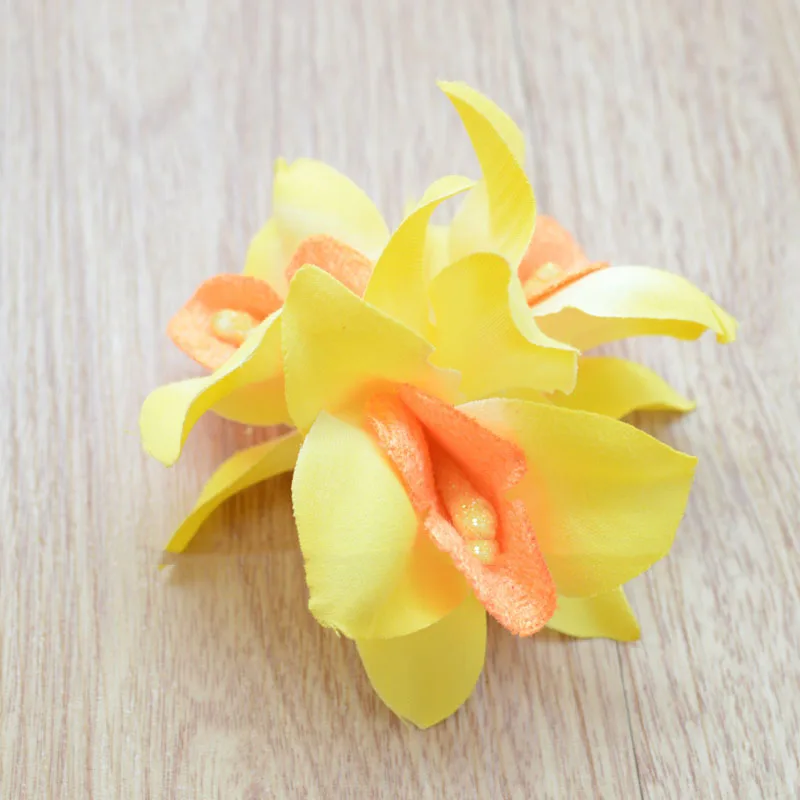 Искусственные цветы Три орхидеи хорошие шелковая ткань Моделирование Цветы