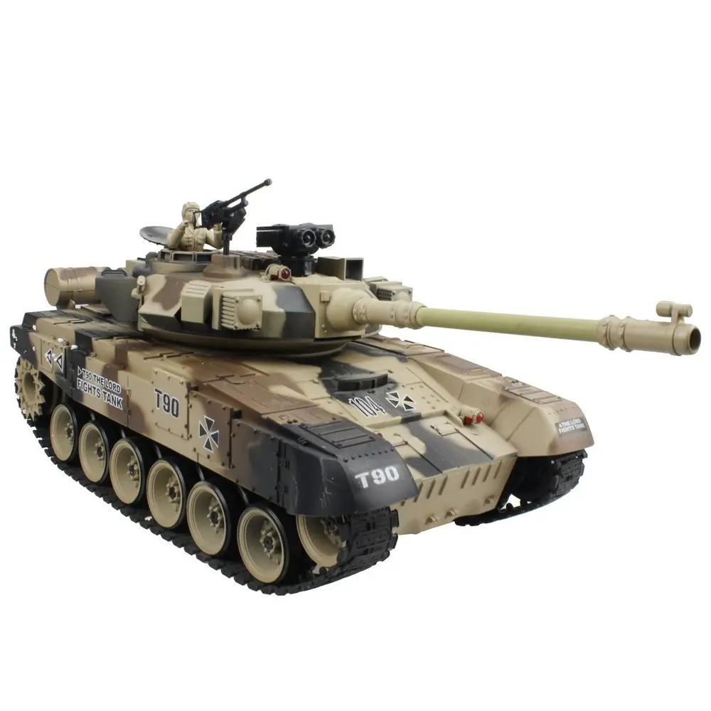 Цвет: желтый Радиоуправляемый танк, русский T-90, главный боевой танк, 15 каналов, модель 1/20, со звуком и пулей, эффект отдачи, модель танка, электронная игрушка - Цвет: Цвет: желтый