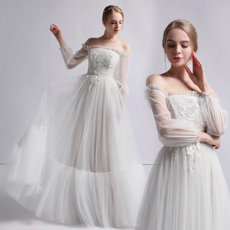 Элегантные с открытыми плечами вышивка кружева Vestidos De Novia Бисероплетение Тюлевое