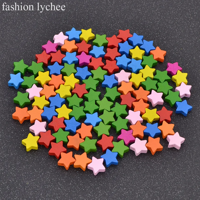 Модные личи 100 шт звезды деревянные бусины кулон для изготовления ювелирных